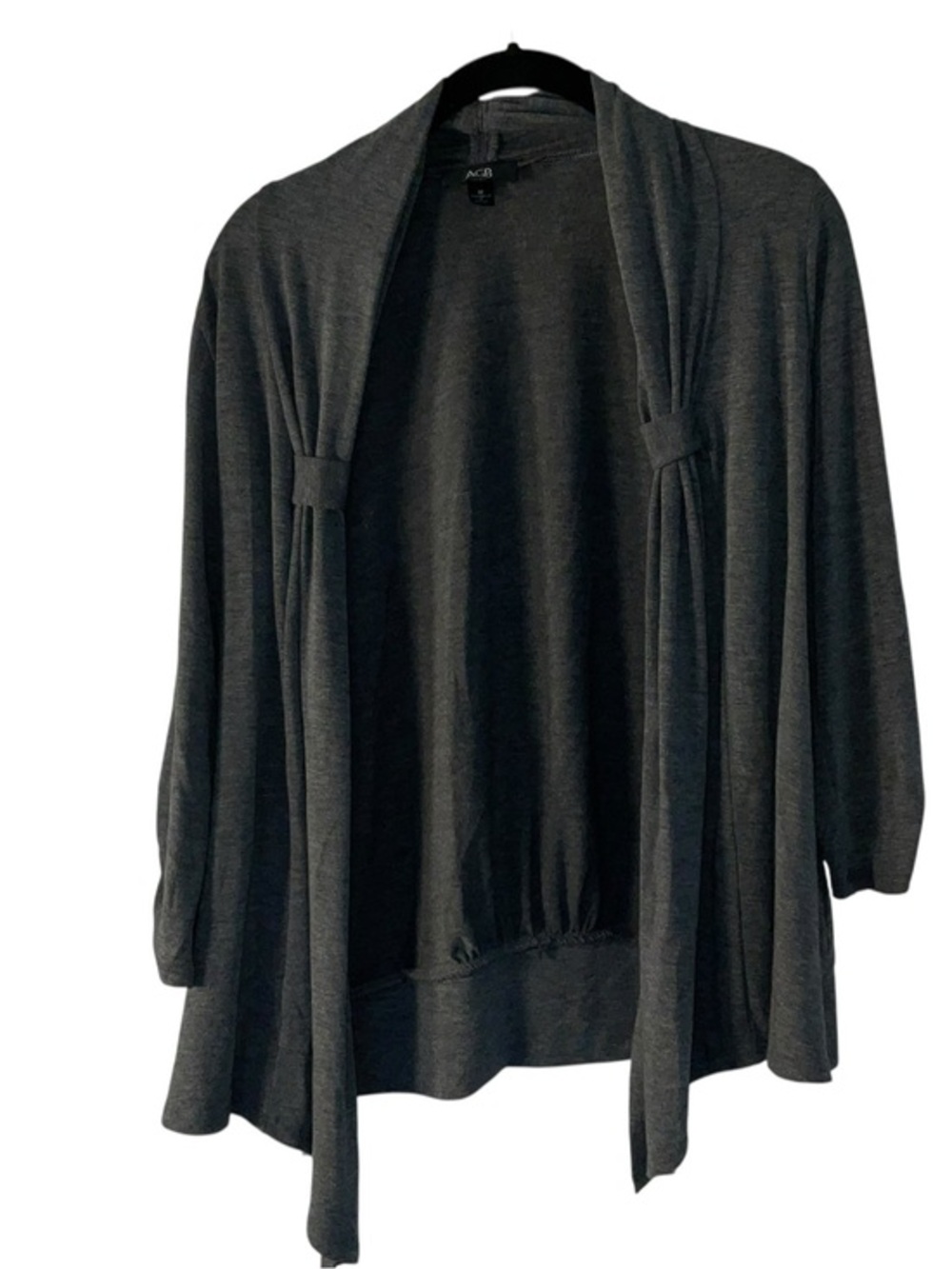 AGB Dark Gray Open-Front Tie-Detail Cardigan